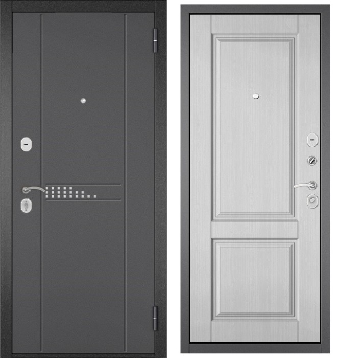 Входная дверь в квартиру HOME ECO металл RL-10 Букле графит, отделка МДФ D-1 (Ларче бьянко)