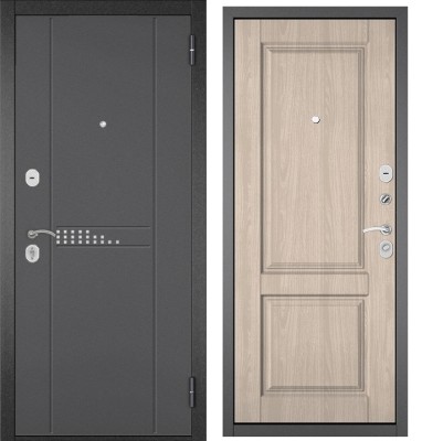 Входная дверь в квартиру TRUST ECO металл RL-10 Букле графит, отделка МДФ D-1 (Ясень ривьера айс)