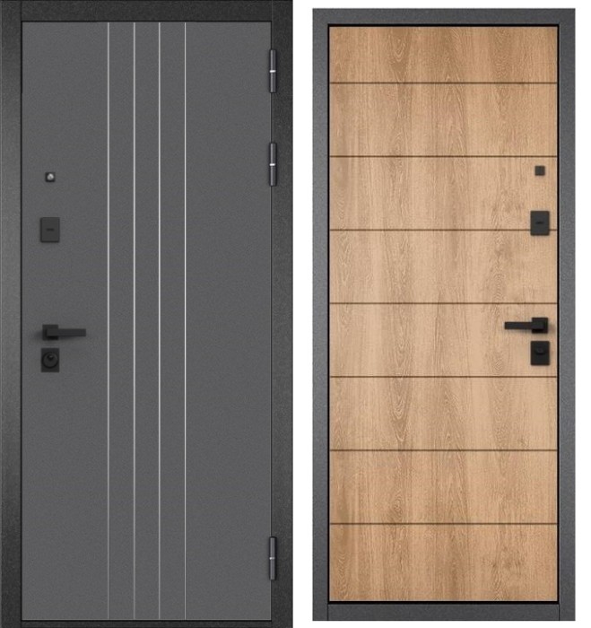 Входная дверь в квартиру CITY PRIME D-8 CSmart Букле графит, МДФ отделка 135 (Дуб шале натуральный)