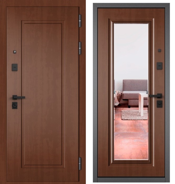 Входная дверь в квартиру с зеркалом CITY PRIME 0 CSmart, МДФ отделка 140 mirror CSmart (Дуб золотой)