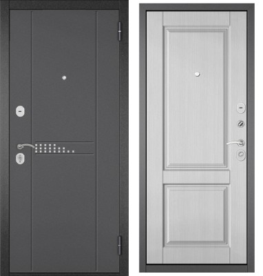Входная дверь в квартиру TRUST ECO металл RL-10 Букле графит, отделка МДФ D-1 (Ларче бьянко)