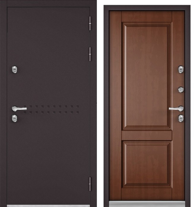 Входная дверь с терморазрывом в дом TERMO R4 Букле шоколад, МДФ отделка D-1 (Дуб золотой)