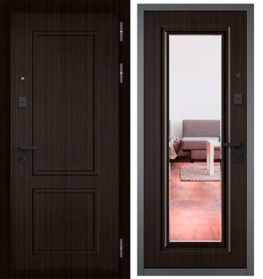 Входная дверь в квартиру с зеркалом CITY PRIME 1 CSmart, МДФ отделка 140 mirror CSmart (Венге)