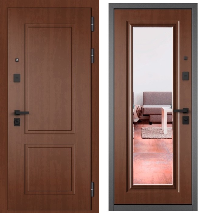 Входная дверь в квартиру с зеркалом CITY PRIME 1 CSmart, МДФ отделка 140 mirror CSmart (Дуб золотой)