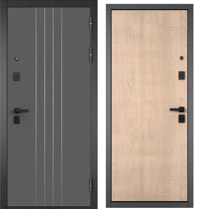 Входная дверь в квартиру CITY PRIME D-8 CSmart Букле графит, МДФ отделка 100 (Дуб крем)