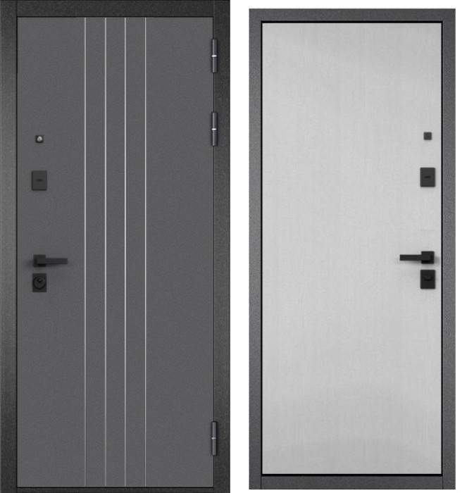 Входная дверь в квартиру CITY PRIME D-8 CSmart Букле графит, МДФ отделка 100 (Дуб белый скандинавский)