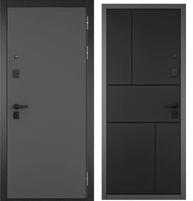 Входная дверь в квартиру CITY PRIME STANDART Букле антрацит, МДФ отделка 182 (Черный матовый)