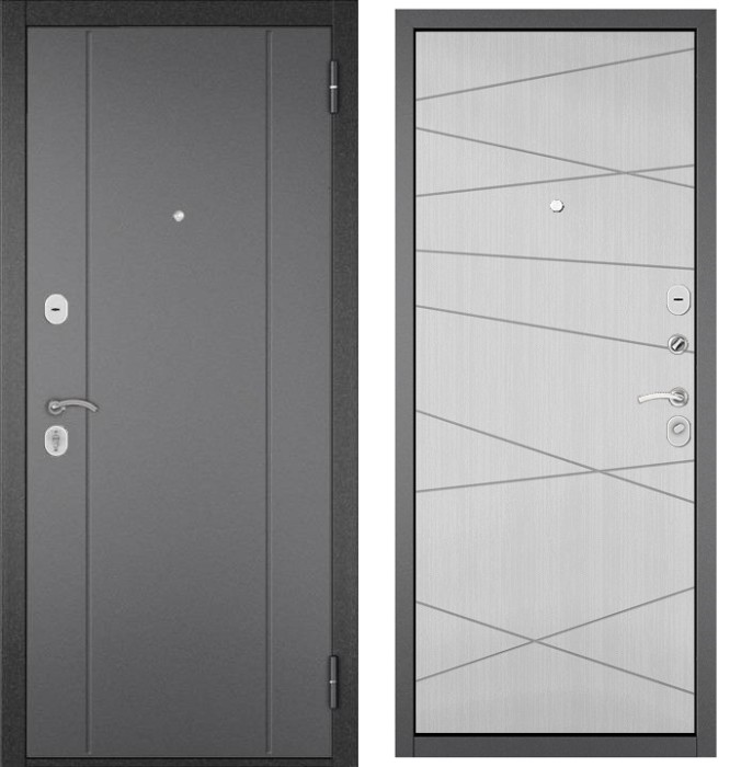 Входная дверь в квартиру HOME ECO металл RL-1 Букле графит, отделка МДФ 130 (Ларче бьянко)