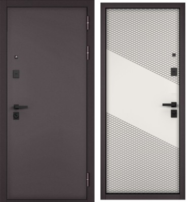Входная дверь в квартиру CITY PRIME STANDART Букле шоколад, МДФ отделка 163 (Белый матовый)