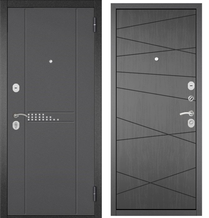 Входная дверь в квартиру HOME ECO металл RL-10 Букле графит, отделка МДФ 130 (Дуб серый)