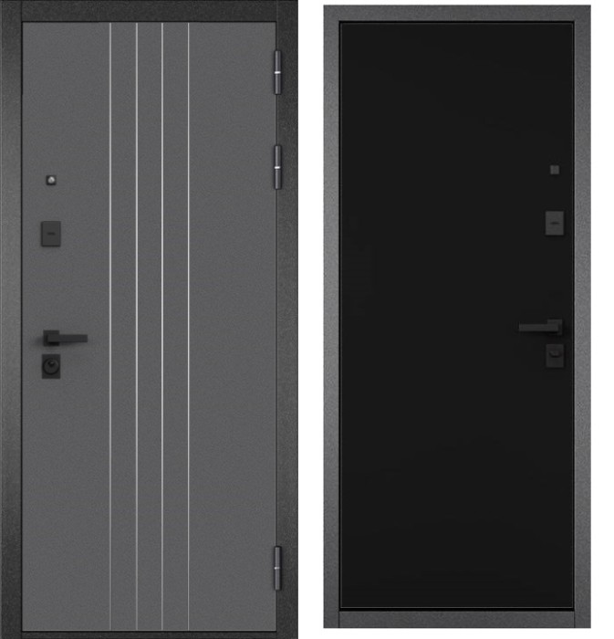 Входная дверь в квартиру CITY PRIME D-8 CSmart Букле графит, МДФ отделка 100 (Черный матовый)