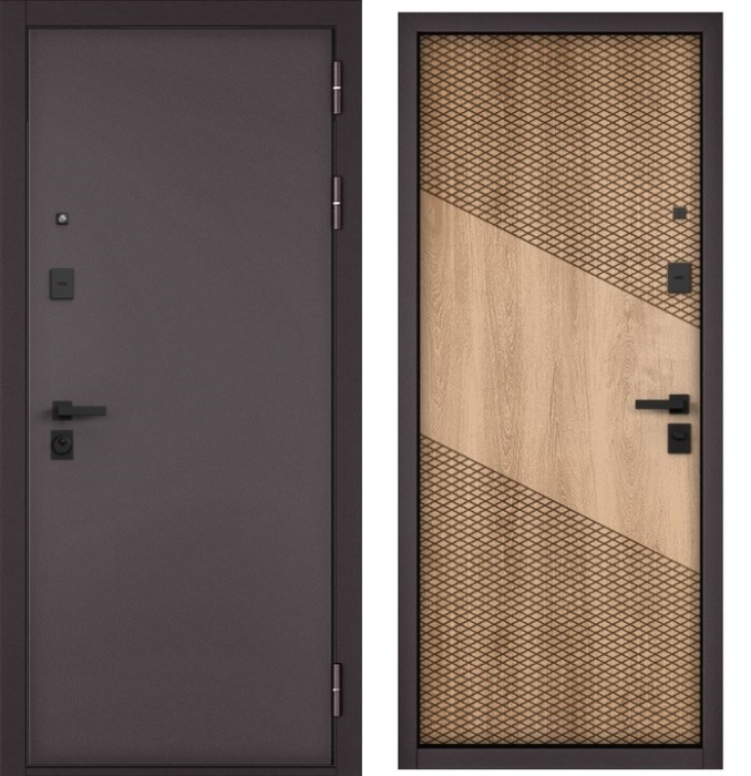 Входная дверь в квартиру CITY PRIME STANDART Букле шоколад, МДФ отделка 163 (Дуб шале натуральный)