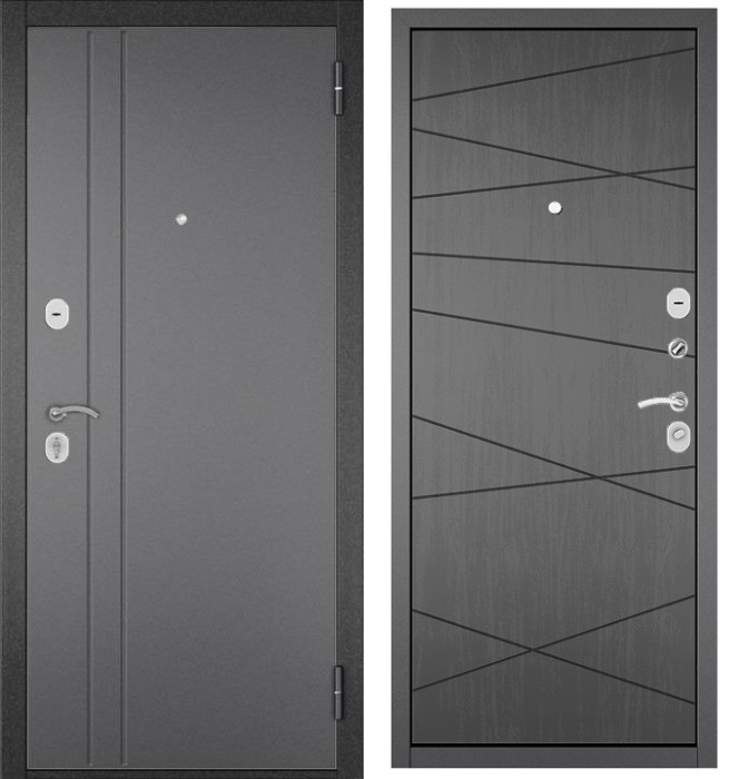 Входная дверь в квартиру HOME ECO металл RL-2 Букле графит, отделка МДФ 130 (Дуб серый)