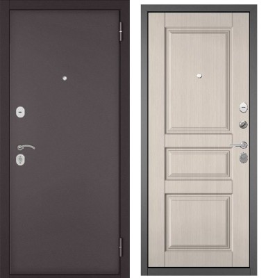 Входная дверь в квартиру TRUST ECO МДФ 90 Букле шоколад, отделка МДФ ЕD-2 (Ларче белый)