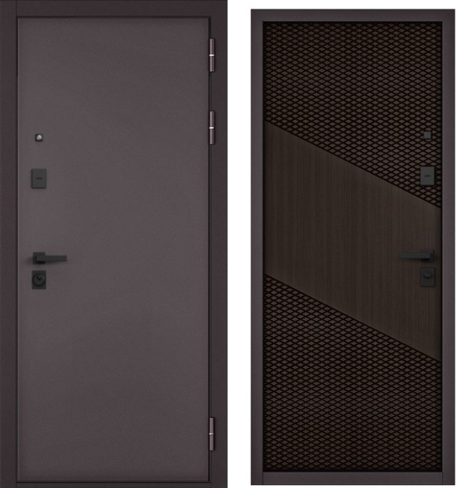 Входная дверь в квартиру CITY PRIME STANDART Букле шоколад, МДФ отделка 163 (Ларче шоколад)