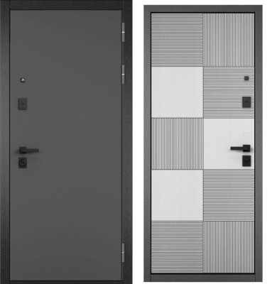 Входная дверь в квартиру CITY PRIME STANDART Букле антрацит, МДФ отделка 173 (Дуб белый скандинавский)