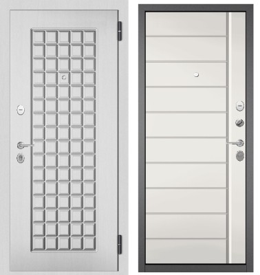 Входная дверь в квартиру FAMILY MASS МДФ 112 Дуб белый матовый, отделка МДФ 136 (Белый софт)