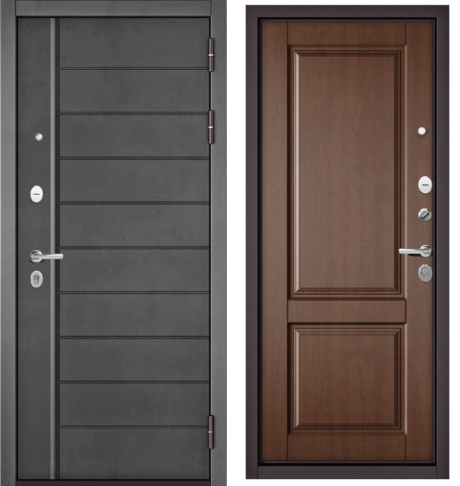 Входная дверь в квартиру TRUST MASS 136 Бетон темный, отделка МДФ D-1 (Карамель)