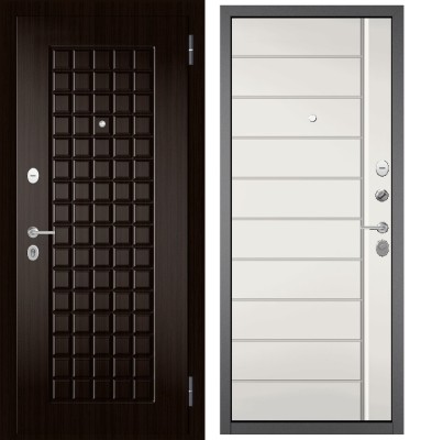 Входная дверь в квартиру FAMILY MASS МДФ 112 Ларче шоколад, отделка МДФ 136 (Белый софт)