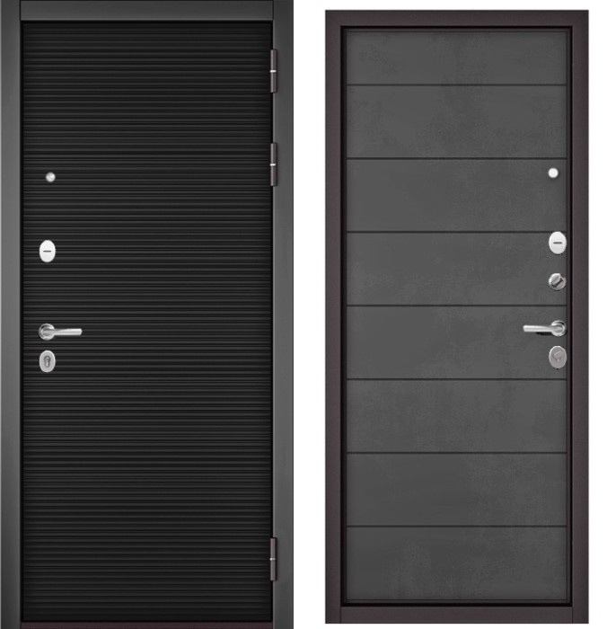 Входная дверь в квартиру TRUST MASS 181 Черный матовый, отделка МДФ 135 (Бетон темный)