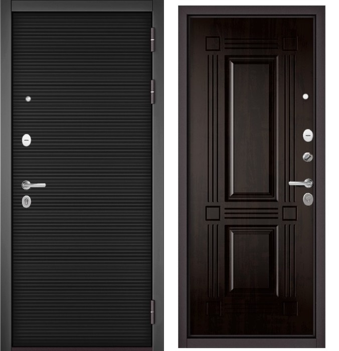Входная дверь в квартиру TRUST MASS 181 Черный матовый, отделка МДФ 104 (Ларче темный)