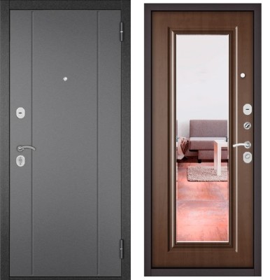 Входная дверь в квартиру с зеркалом TRUST ECO металл RL-1 Букле графит, отделка 140 mirror (Карамель)