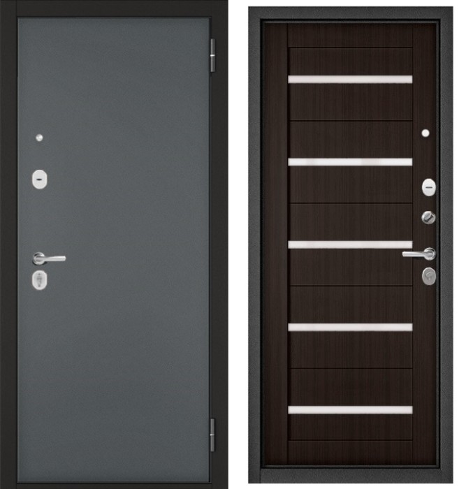Входная дверь в квартиру TRUST ECO металл 100 Черный муар металлик, отделка МДФ CR-3 (Ларче шоколад)